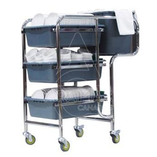 CARRO SERVICIO BARES ACERO INOX  3/BANDEJAS PROFES