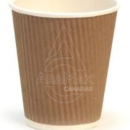 VASO CARTÓN MARRÓN CORRUGA  8OZ  240ML D/80 500 UN