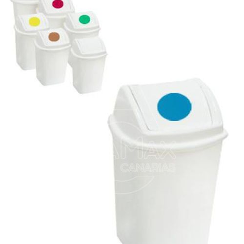 CUBO PAPELERA LIBRA 25 LITROS C/ TAPA AZUL BASCULA