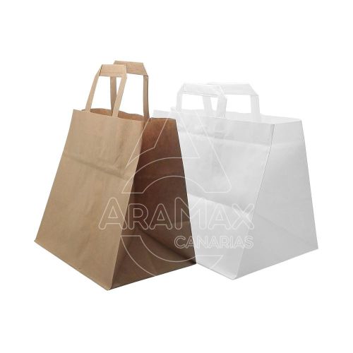 BOLSA CON ASA PLANA PAPEL KRAFT 26 18X25 80G 250 U