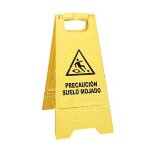 SEÑAL SUELO MOJADO AMARILLA BILINGÜE ESPAÑOL-INGLÉ