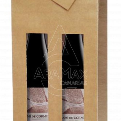 BOLSAS 2 BOTELLAS VINO C/VENTANA 9 2 8 8x38CM KRAF