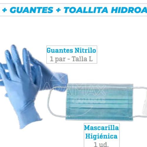 SET DE PROTECCIÓN MASCARILLA GUANTE TOALLITA UNID