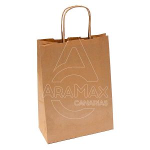 BOLSA CON ASA RIZO PAPEL KRAFT 20x8x24CM 80G  200 