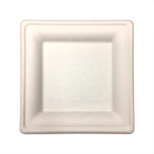 PLATO CUADRADO CAÑA DE AZÚCAR 160x160x15MM 100 UNI