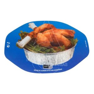 TAPA ENVASE ALUMINIO OVAL POLLO 2600CC  100 UNID  